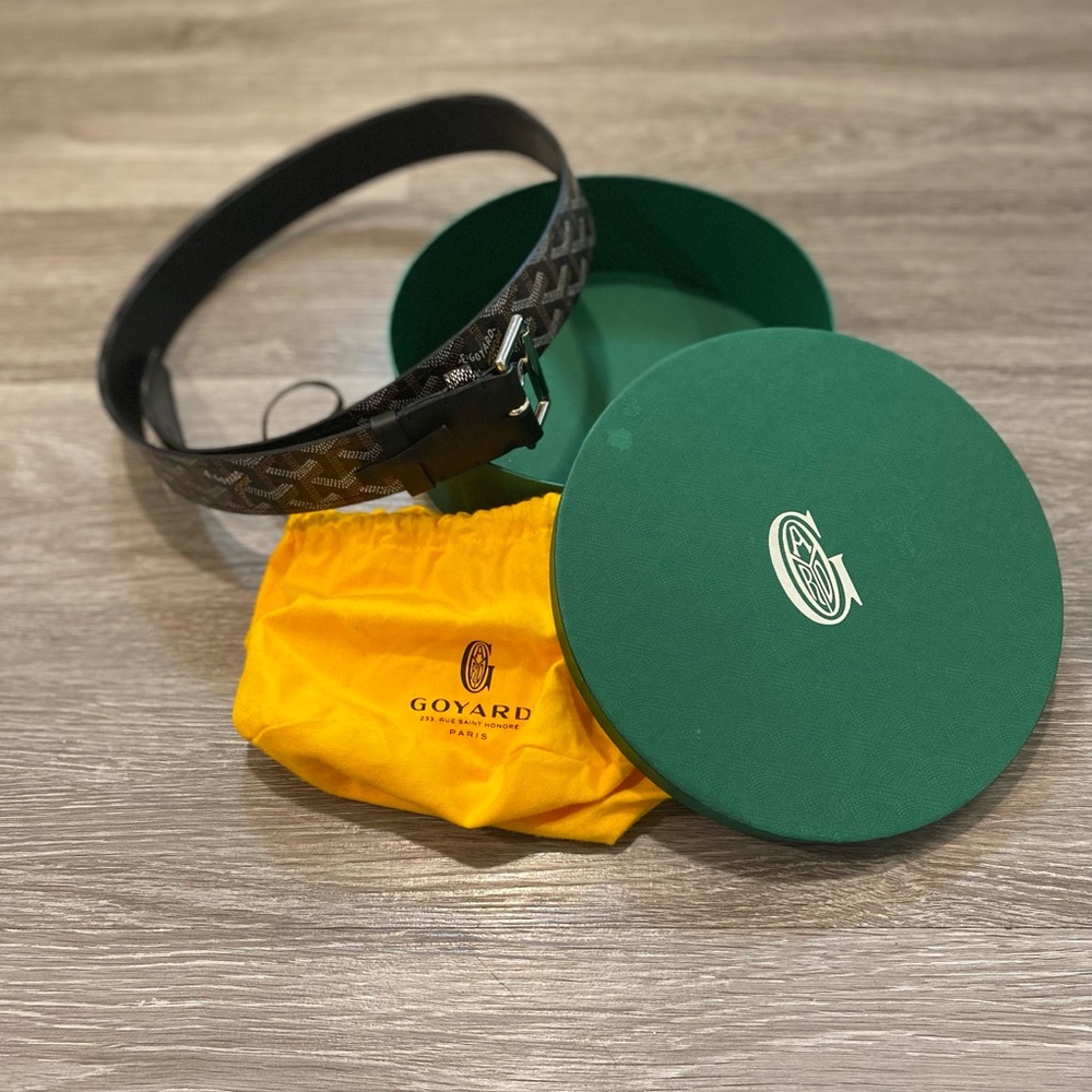 Goyard Black Belt with Green and Yellow Accessories